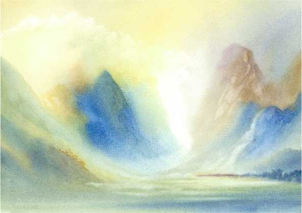 Misty Morn New Zealand Watercolour Print